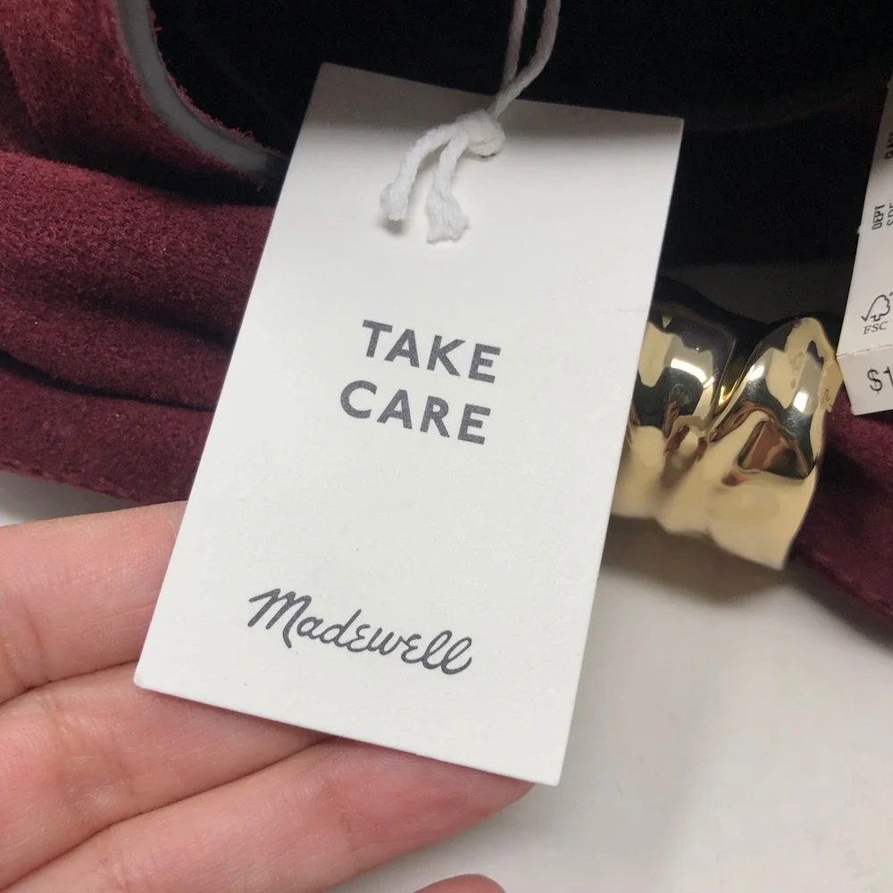 Madewell The Mini Pouch in Suede Cabernet Red Suede‎ NY139 NWT Hobo Purse